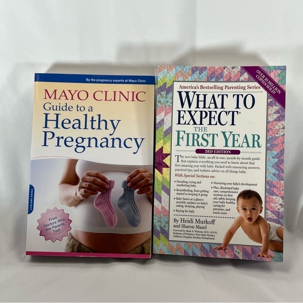 2 Books -Mayo Clinic Guide to a Healthy Pregnancy-What to Expect the First Year